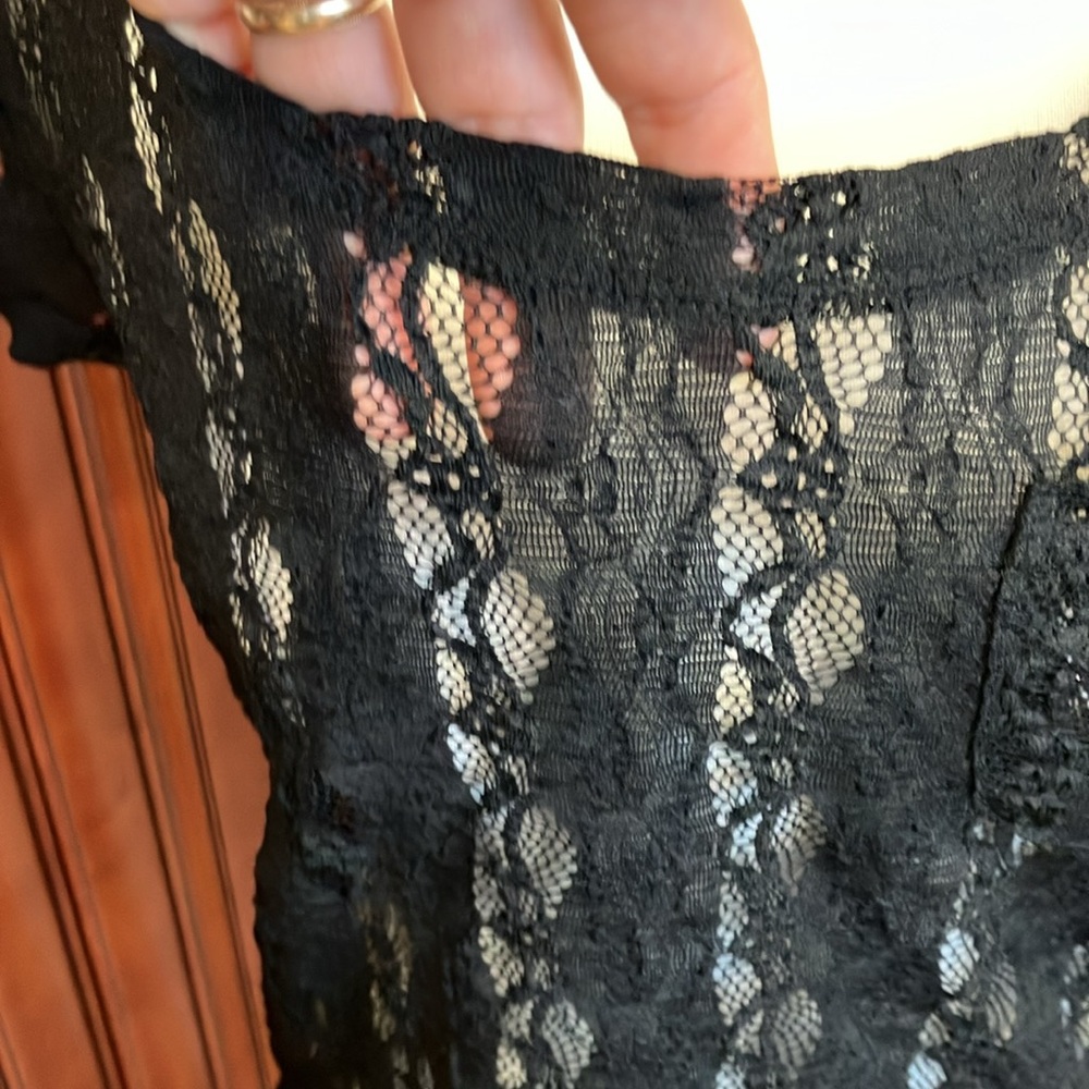 Y2k vintage Forever 21 women’s Black Lace top Blouse Size:L juniors - Picture 6 of 8
